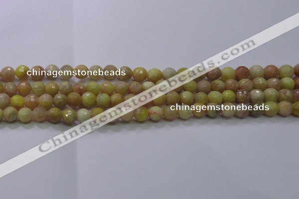 CSS611 15.5 inches 6mm faceted round yellow sunstone gemstone beads