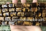 CTB624 15.5 inches 11*16mm - 12*18mm faceted tube yellow tiger eye beads
