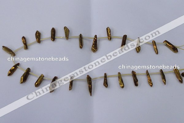 CTD1130 Top drilled 4*12mm - 6*20mm nuggets plated quartz beads
