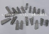 CTD1610 Top drilled 13*25mm - 15*45mm freeform plated druzy quartz beads