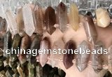 CTD2241 10*22mm - 12*45mm faceted nuggets mixed rutilated quartz beads