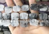 CTD2284 Top drilled 15*20mm - 17*23mm freeform black rutilated quartz beads