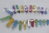 CTD2518 Top drilled 8*25mm - 11*50mm sticks druzy agate beads