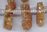CTD2844 Top drilled 15*20mm - 18*40mm freeform plated druzy agate beads