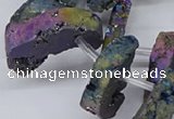 CTD2846 Top drilled 15*20mm - 18*40mm freeform plated druzy agate beads