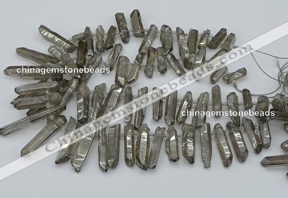 CTD3578 Top drilled 6*20mm - 8*45mm sticks plated white crystal beads