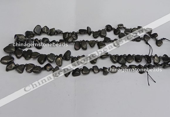 CTD3677 Top drilled 5*8mm - 10*14mm freeform plated white crystal beads
