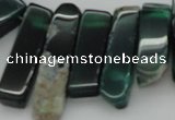 CTD370 Top drilled 10*28mm - 10*50mm wand green agate beads