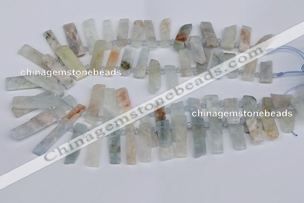 CTD3710 Top drilled 8*20mm - 10*35mm sticks aquamarine beads