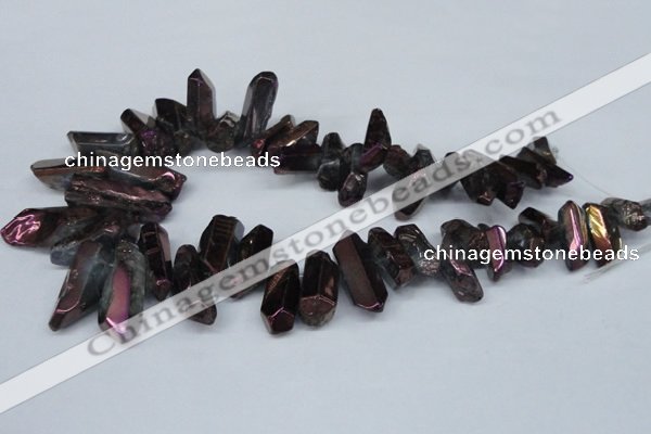 CTD545 Top drilled 10*20mm - 12*30mm nuggets plated quartz beads