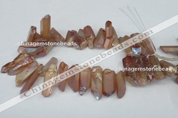 CTD547 Top drilled 12*25mm - 12*45mm nuggets plated quartz beads