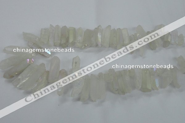 CTD957 Top drilled 8*20mm - 10*35mm nuggets AB-color white crystal beads