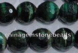 CTE1017 15.5 inches 16mm faceted round dyed green tiger eye beads