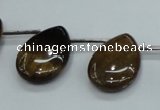 CTE126 18*25mm top-drilled flat teardrop yellow tiger eye beads wholesale