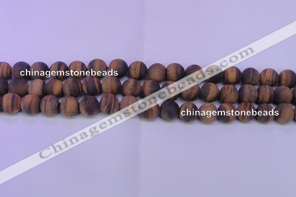 CTE1775 15.5 inches 14mm round matte yellow tiger eye beads