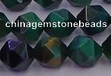 CTE1949 15.5 inches 12mm faceted nuggets green tiger eye beads