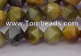 CTE1976 15.5 inches 8mm faceted nuggets golden & blue tiger eye beads