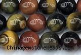 CTE2325 15 inches 6mm round colorful tiger eye beads