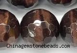 CTE2348 15 inches 14mm faceted round red tiger eye beads