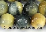 CTE2370 15 inches 10mm faceted round golden & blue tiger eye beads