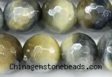 CTE2377 15 inches 8mm faceted round AB-color golden & blue tiger eye beads