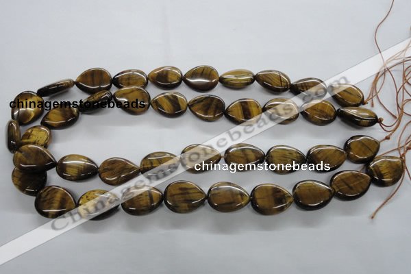 CTE307 15.5 inches 15*20mm flat teardrop yellow tiger eye gemstone beads