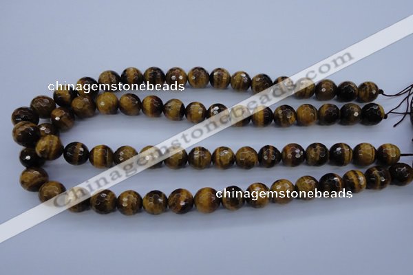 CTE424 15.5 inches 12mm faceted round yellow tiger eye beads