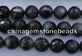CTE443 15.5 inches 10mm faceted round blue tiger eye beads