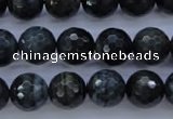 CTE444 15.5 inches 12mm faceted round blue tiger eye beads