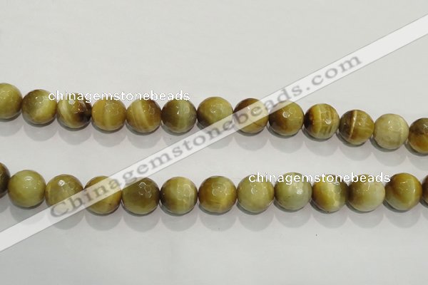 CTE905 15.5 inches 14mm faceted round golden tiger eye beads