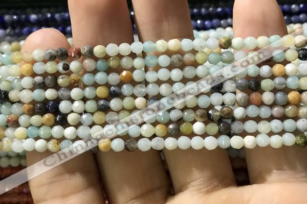 CTG1167 15.5 inches 3mm faceted round tiny amazonite beads