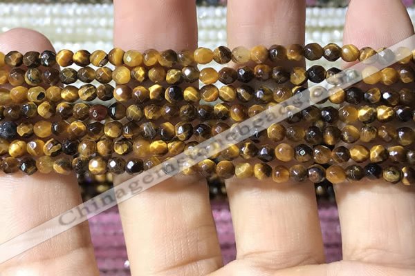 CTG1184 15.5 inches 3mm faceted round tiny yellow tiger eye beads