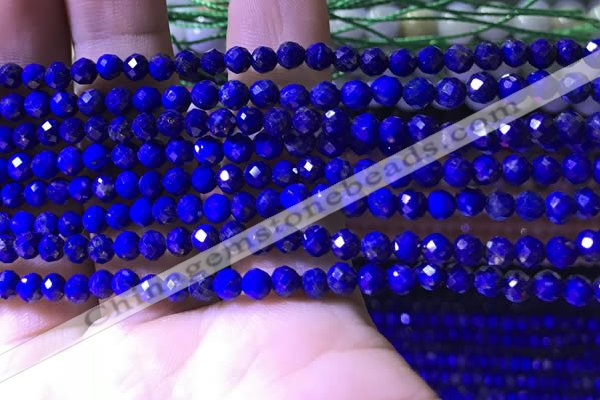 CTG1216 15.5 inches 4mm faceted round tiny lapis lazuli beads