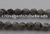 CTG215 15.5 inches 3mm faceted round tiny grey picture jasper beads