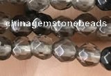 CTG2506 15.5 inches 4mm faceted round smoky quartz beads