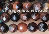 CTG3589 15.5 inches 4mm faceted round red tiger eye beads