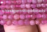 CTG706 15.5 inches 3mm faceted round tiny pink tourmaline beads