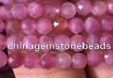 CTG707 15.5 inches 4mm faceted round tiny pink tourmaline beads