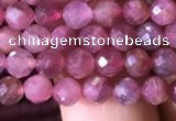CTG708 15.5 inches 5mm faceted round tiny pink tourmaline beads