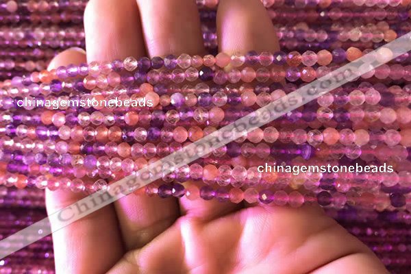CTG741 15.5 inches 3mm faceted round tiny mixed quartz beads