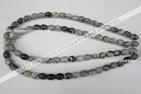 CTJ201 15.5 inches 8*10mm drum black water jasper beads wholesale