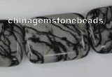 CTJ255 15.5 inches 20*30mm rectangle black water jasper beads