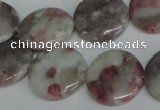 CTO235 15.5 inches 20mm flat round pink tourmaline gemstone beads