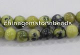 CTP102 15.5 inches 8mm round yellow pine turquoise beads wholesale