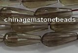 CTR110 15.5 inches 8*20mm faceted teardrop smoky quartz beads