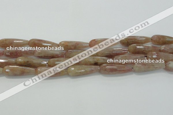 CTR134 15.5 inches 10*30mm faceted teardrop strawberry quartz beads