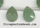 CTR666 Top drilled 10*14mm faceted briolette green aventurine beads