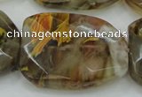 CTS54 30*40mm faceted & twisted rectangle tigerskin glass beads