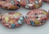 CTU112 16 inches 18*25mm oval dyed flower turquoise beads wholesale