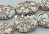 CTU113 16 inches 18*25mm oval dyed flower turquoise beads wholesale